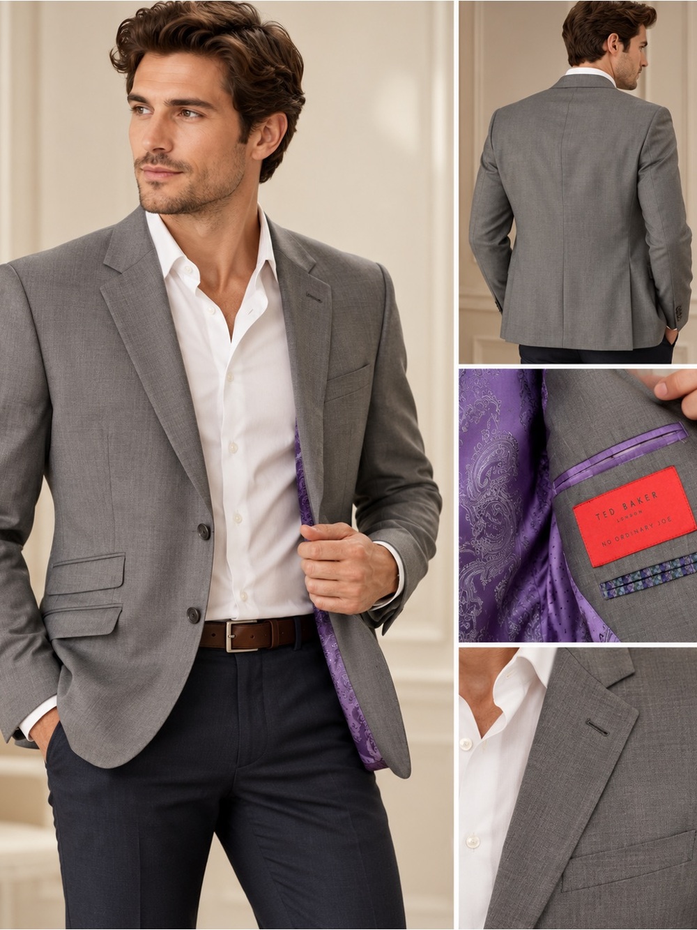 Ted Baker London No Ordinary Joe 100% Wool Grey Blazer 40S